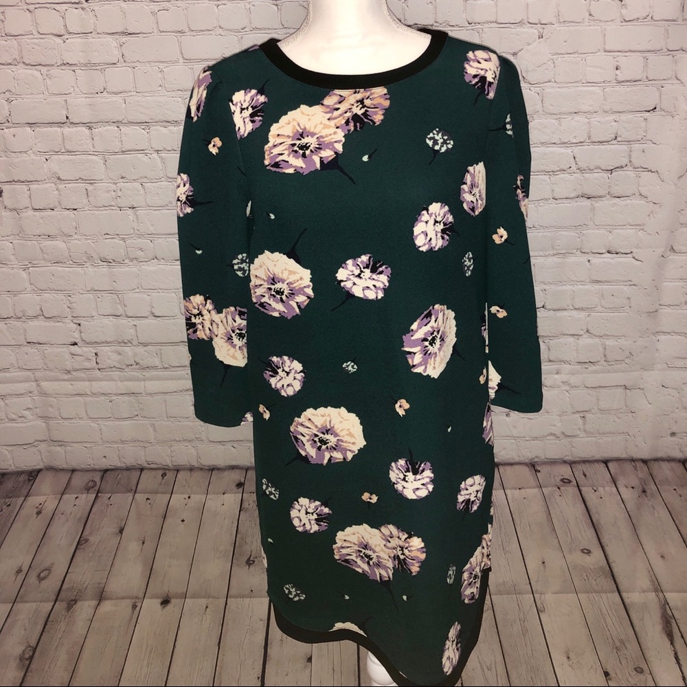 Short Floral Mini-dress, dark green, size M